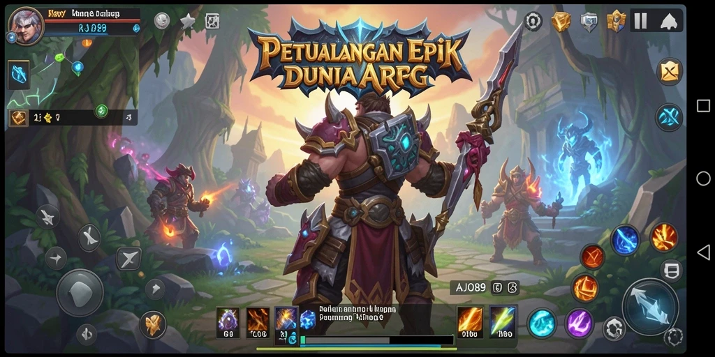 Tangkapan layar AJO89 menampilkan pertarungan seru dan suasana dunia yang menawan.