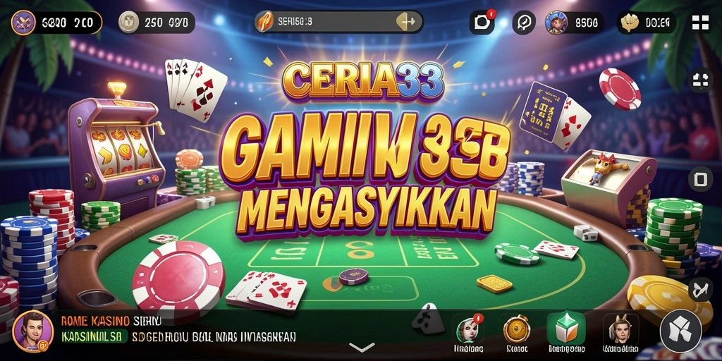 Screenshot CERIA33 menunjukkan suasana kasino yang menarik dan menegangkan.
