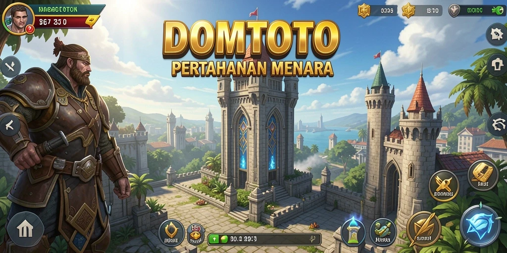 Screenshot gameplay DOMTOTO menampilkan aksi menara pertahanan yang seru dan strategis.