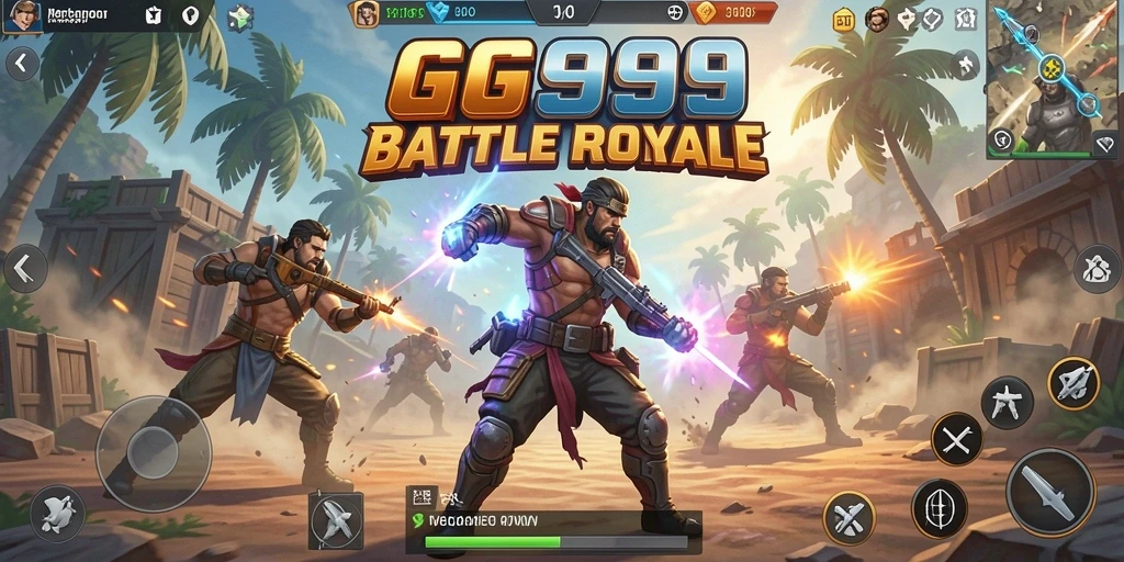 Tampilan permainan GG999 yang seru dan penuh aksi Battle Royale.