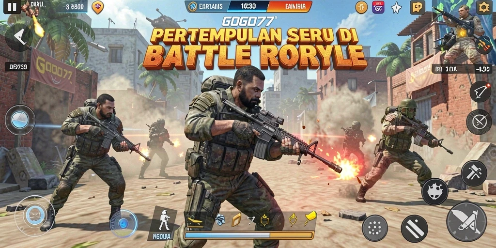 Gameplay seru GOGO77 dalam pertempuran Battle Royale.