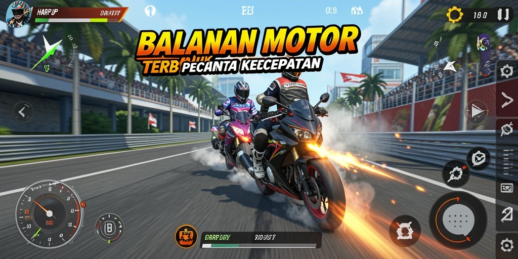 Gameplay seru dari HARAPJP dengan balapan motor yang mendebarkan.