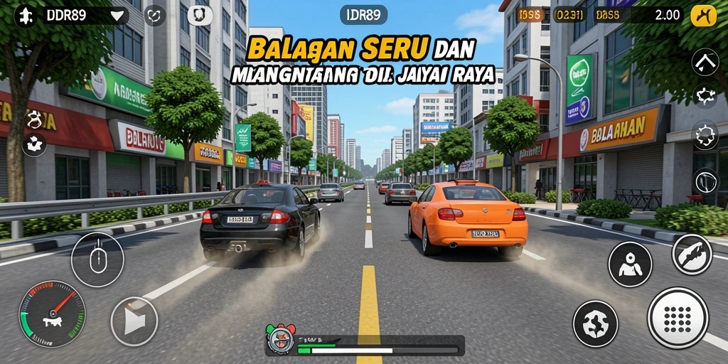 Screenshot gameplay IDR89 menampilkan balapan yang intens dan menegangkan.