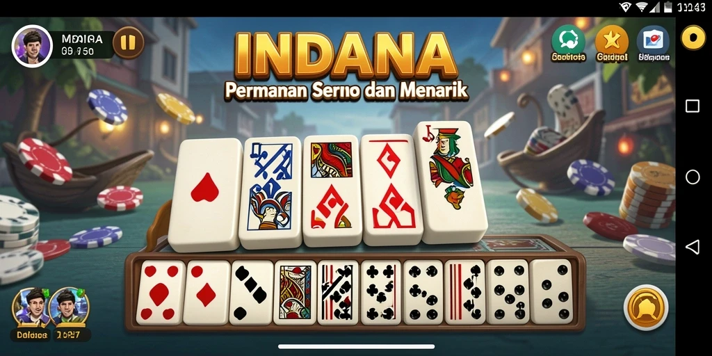 Tampilan gameplay menarik dari INDAAA yang menampilkan aksi kartu Domino.