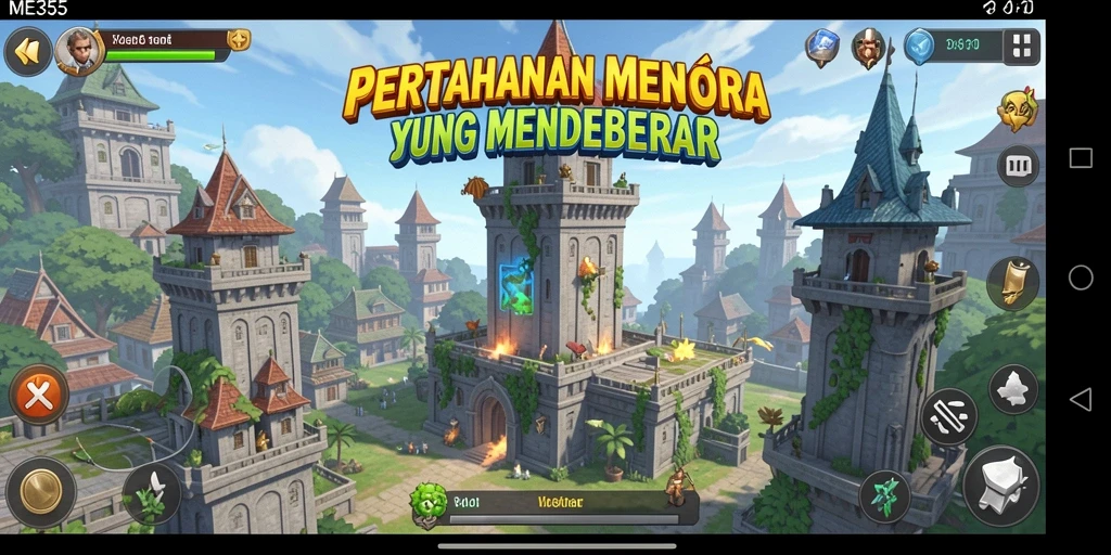 Tampilan gameplay ME355 yang mendebarkan saat melindungi menara.