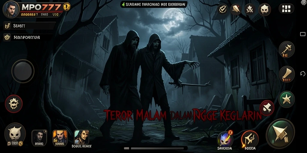 Screenshot gameplay MPO777 menunjukkan suasana seram yang menegangkan.