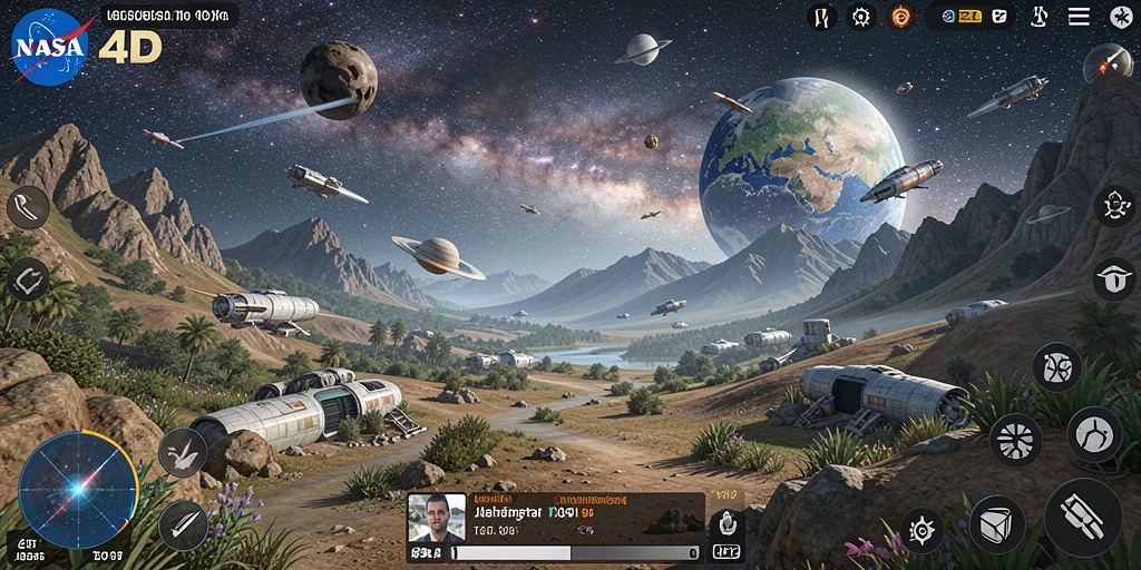 Tampilan luar angkasa menakjubkan dari gameplay NASA4D.