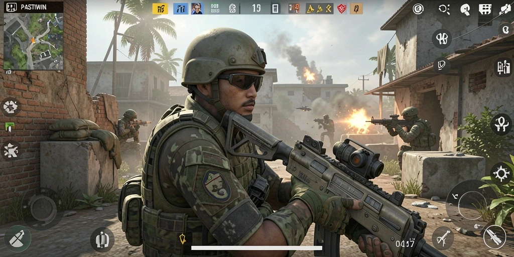 Tampilan aksi seru dalam gameplay PASTIWIN yang mendebarkan.
