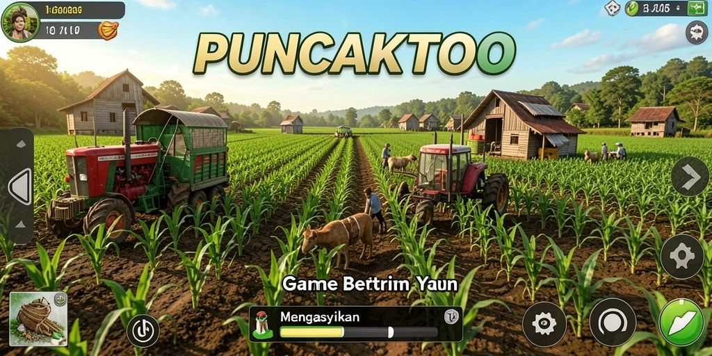 Menampilkan gameplay PUNCAKTOTO yang seru dan menyenangkan dalam dunia pertanian.