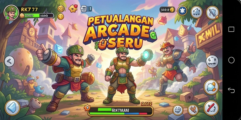 Screenshot dari gameplay RK77 menampilkan aksi seru dan grafis menawan.