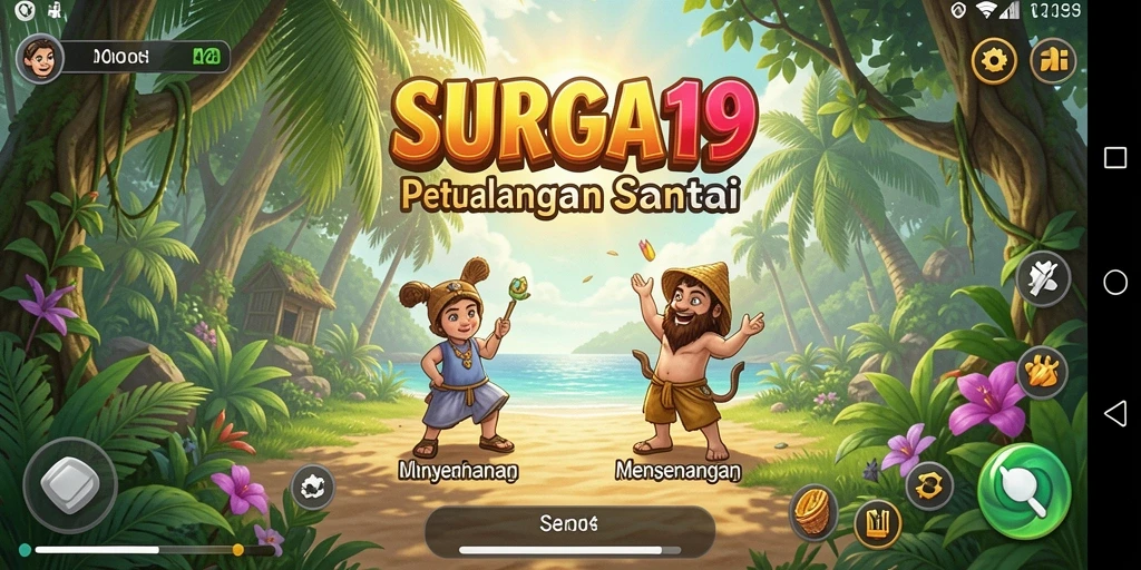 Screenshot utama SURGA19 menampilkan gameplay yang santai dan interaktif.