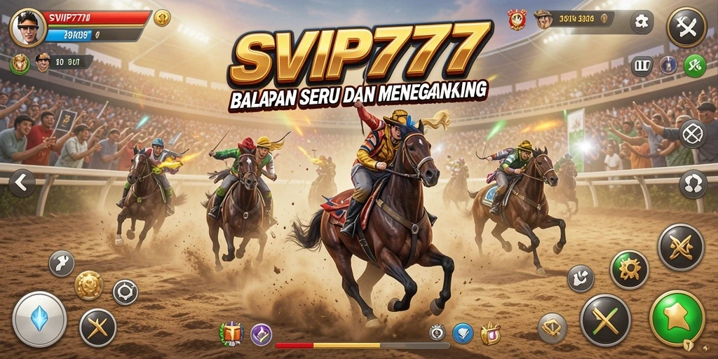 Tampilan gameplay yang mendebarkan di SVIP777 saat balapan.
