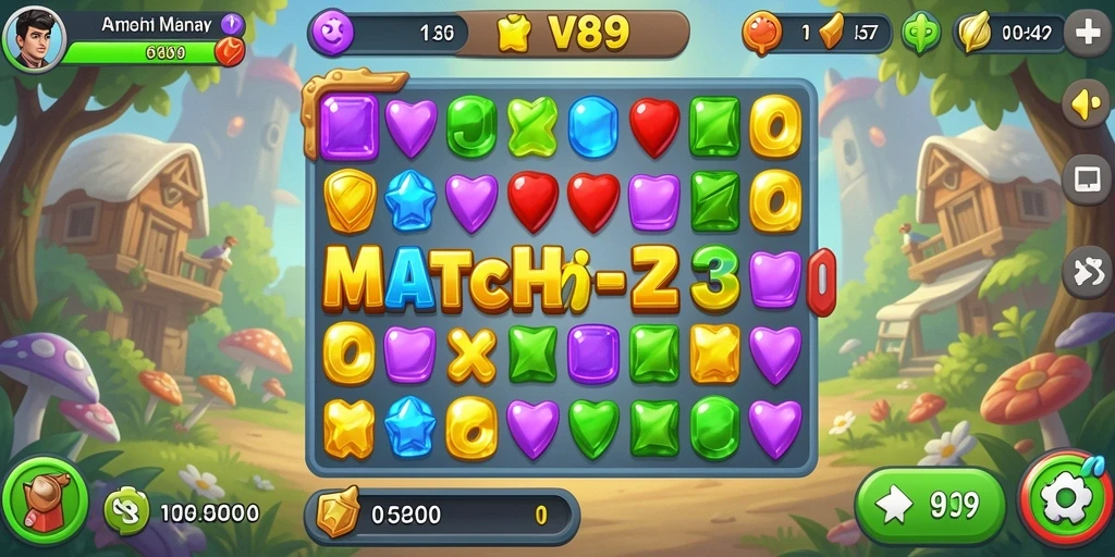 Gameplay V89 yang menarik dengan tantangan Match-3.