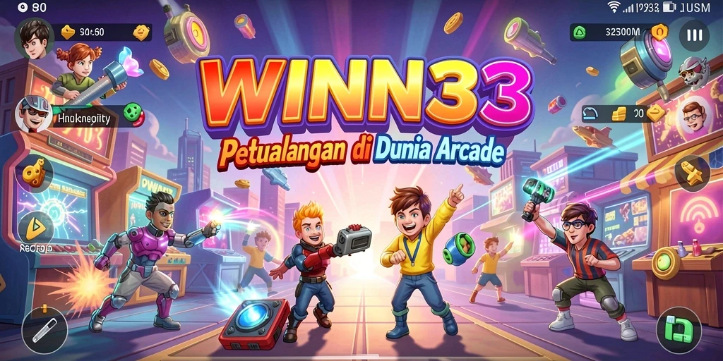 Screenshot gameplay WIN33 menunjukkan aksi seru dalam level Arcade.