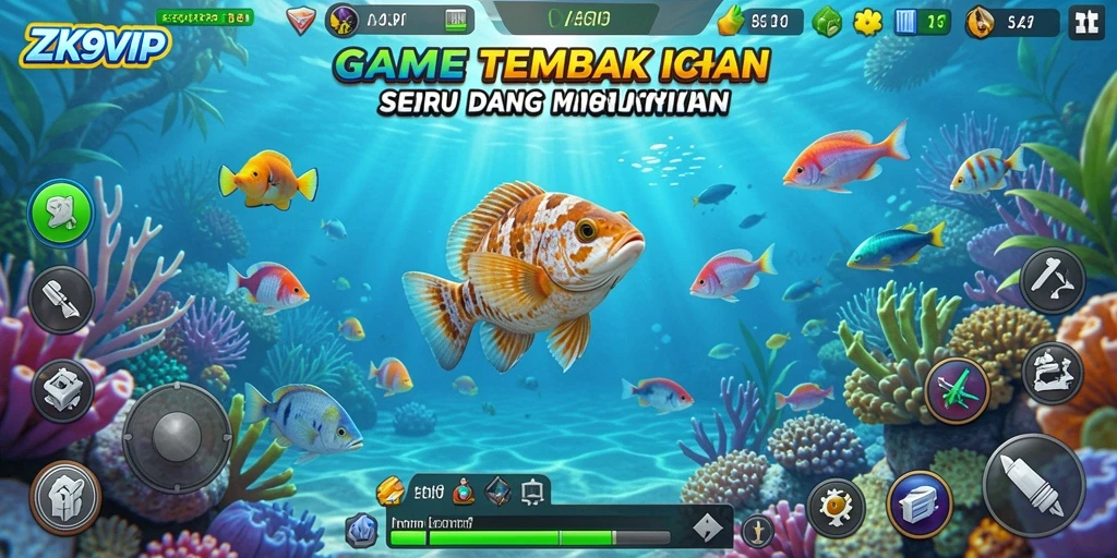 Screenshot gameplay ZK9VIP yang menampilkan pejuangan menangkap ikan.